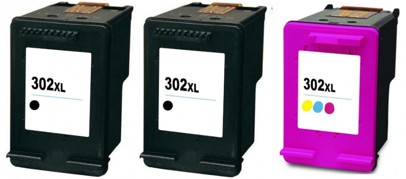 302XL kompatible Tintenpatronen schwarz/color X4D37AE 3er Set 2xBK 1XCMY